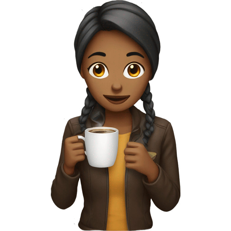 girl drinking coffee emoji