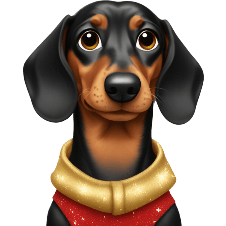 Dachshund with new years clothes  emoji