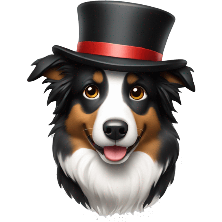 border collie with tophat emoji