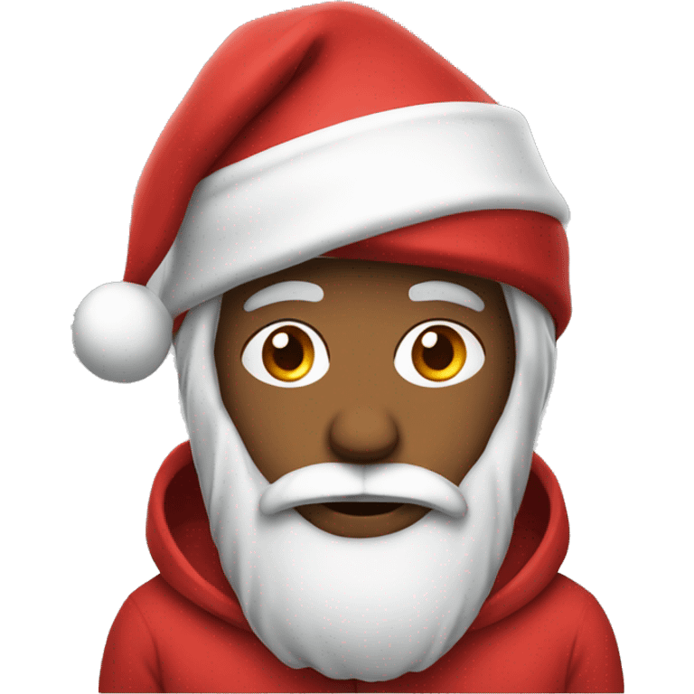 man wearing santa hat with hoodie emoji