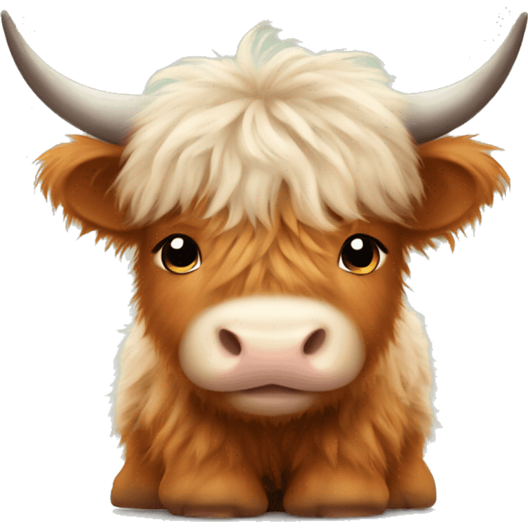 Cute Fluffy Highland cow baby emoji