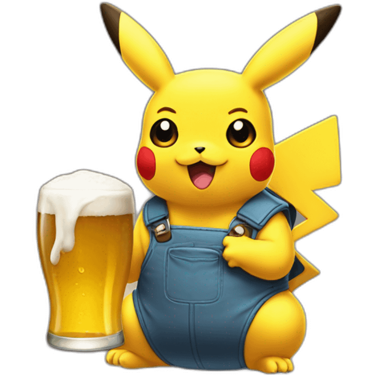 tête de picachu boit une bière emoji