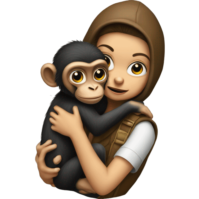 monkey robber holding a baby cat that she stole emoji