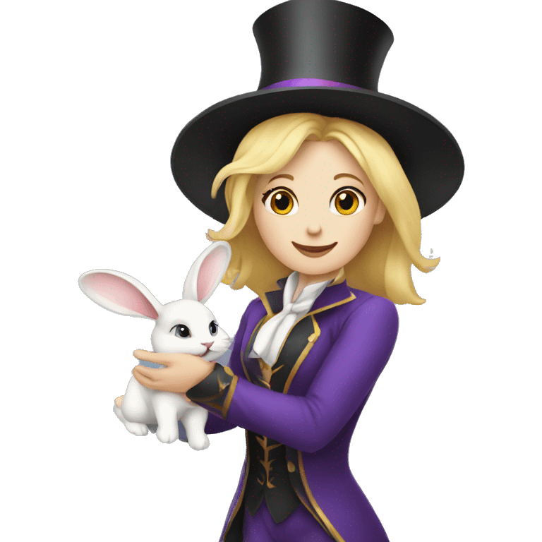 Blond Female Magician pulling rabbit out of hat emoji