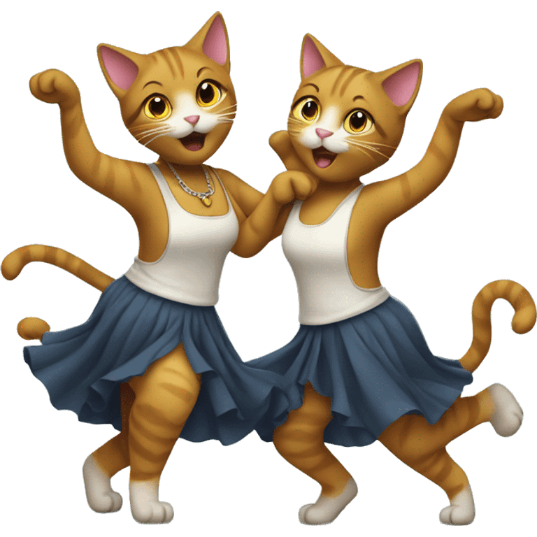 two girl cats dancing emoji