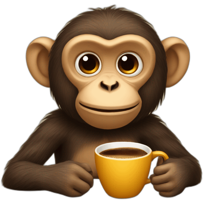 monkey with coffee emoji