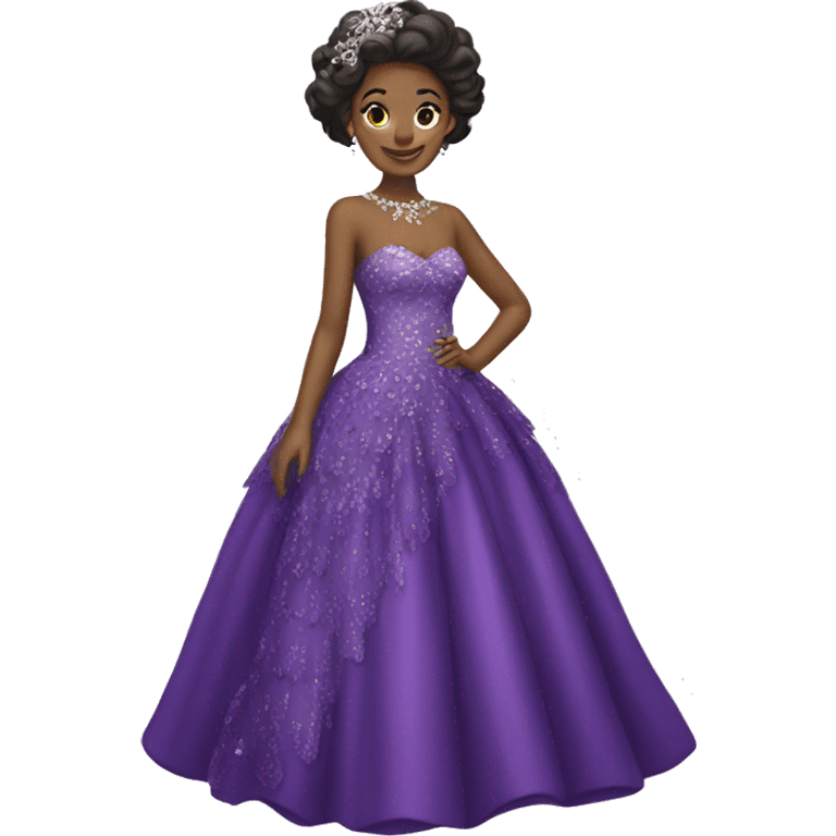 Purple gown with gems and lace emoji