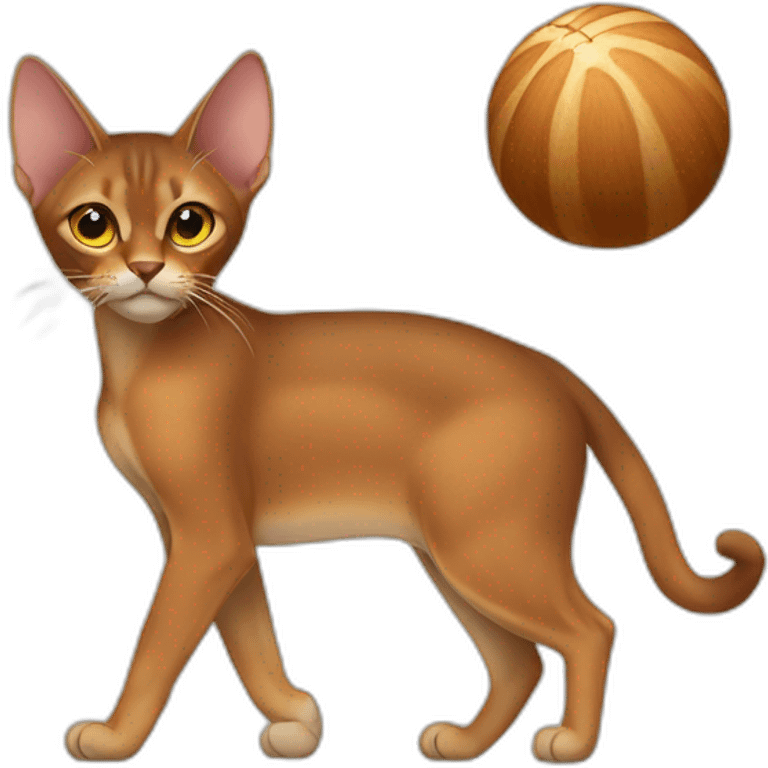 Abyssinian cat play a small fur ball emoji