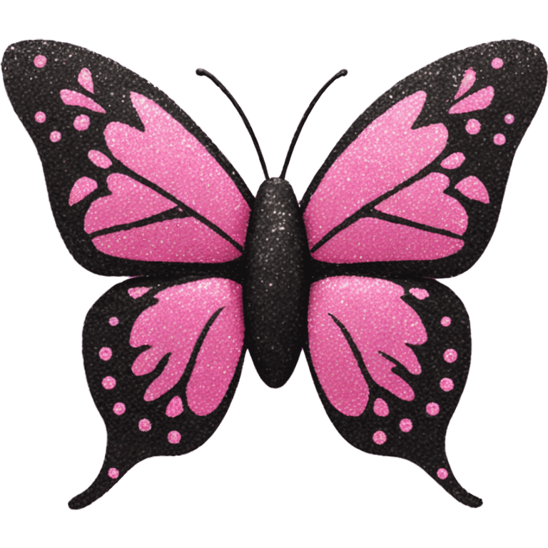 Pink and black glitter butterfly  emoji