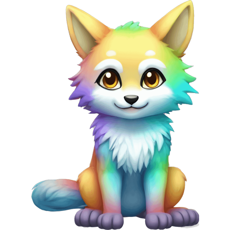 shiny, colorful, gradient, Kemono-style, Chibi, Anthro-Fur-Sona-Fakémon, Full Body emoji