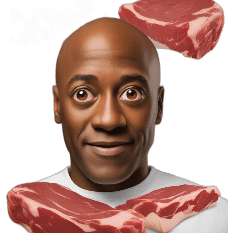 Ainsley Harriott hiding in some meat emoji