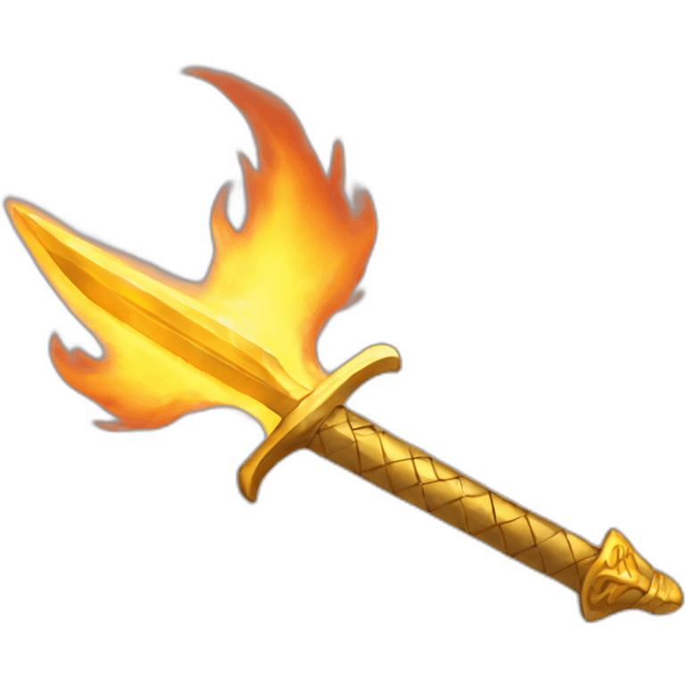 small golden sword on fire emoji