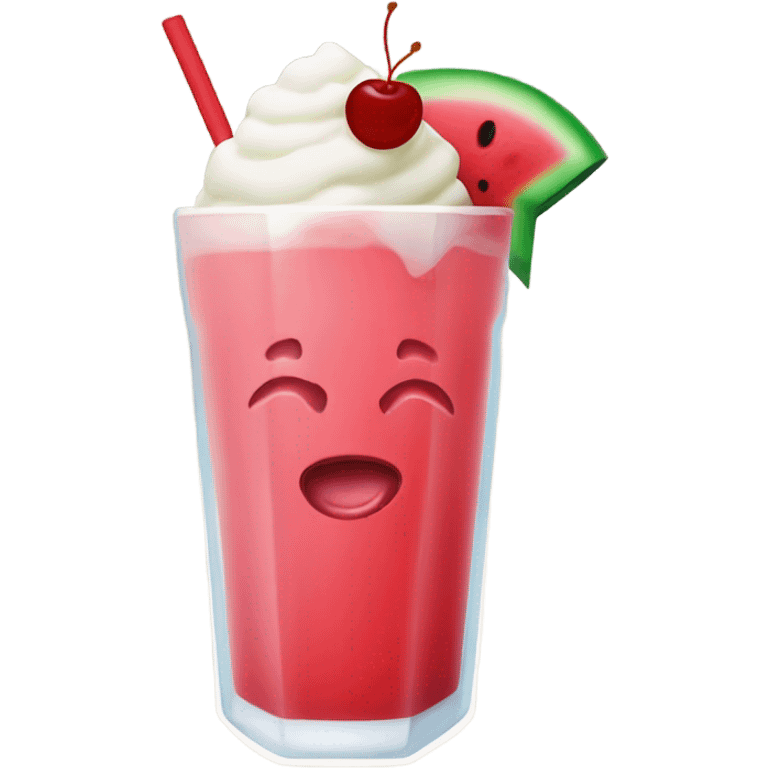 watermelon juice with a cherry and icecream topping emoji