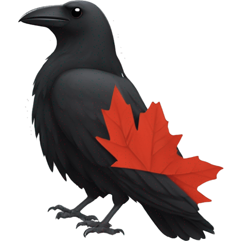 Crow with maple leaf flag emoji