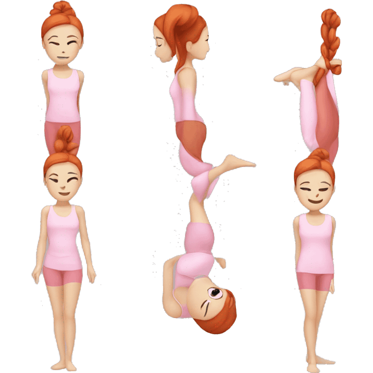 red hair ponytail yoga girl light pink clothes n emoji