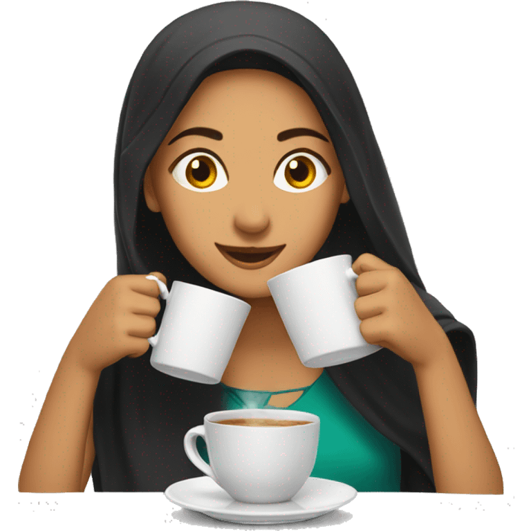 Two Pakistani girls drinking chai emoji