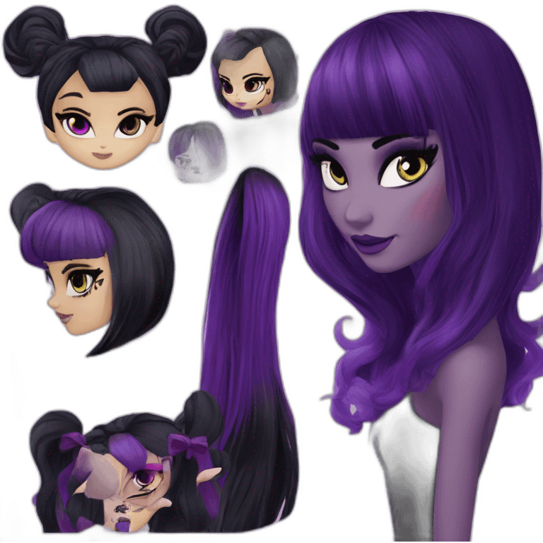 Elissabat-monsterhigh-with-bangs-long-hair-dark-plumpurple-and-black-vampire-goth-makeup-pinkeyes-romanticgothcloses- emoji