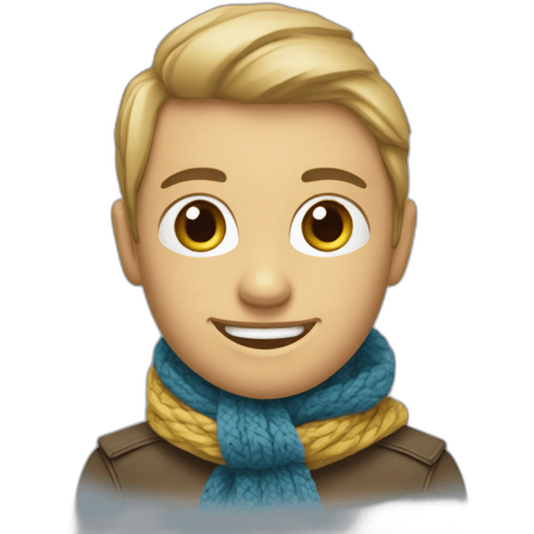 En norsk skogskatt sittandes i ett träd med blå scarf emoji