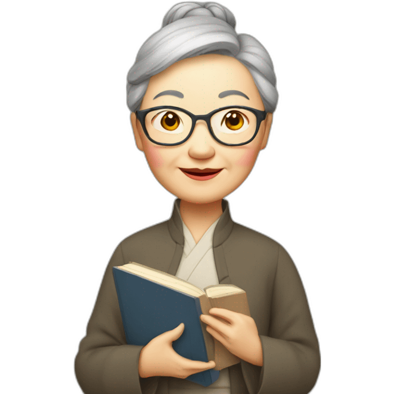 Older Chinese lady teacher held book standing emoji