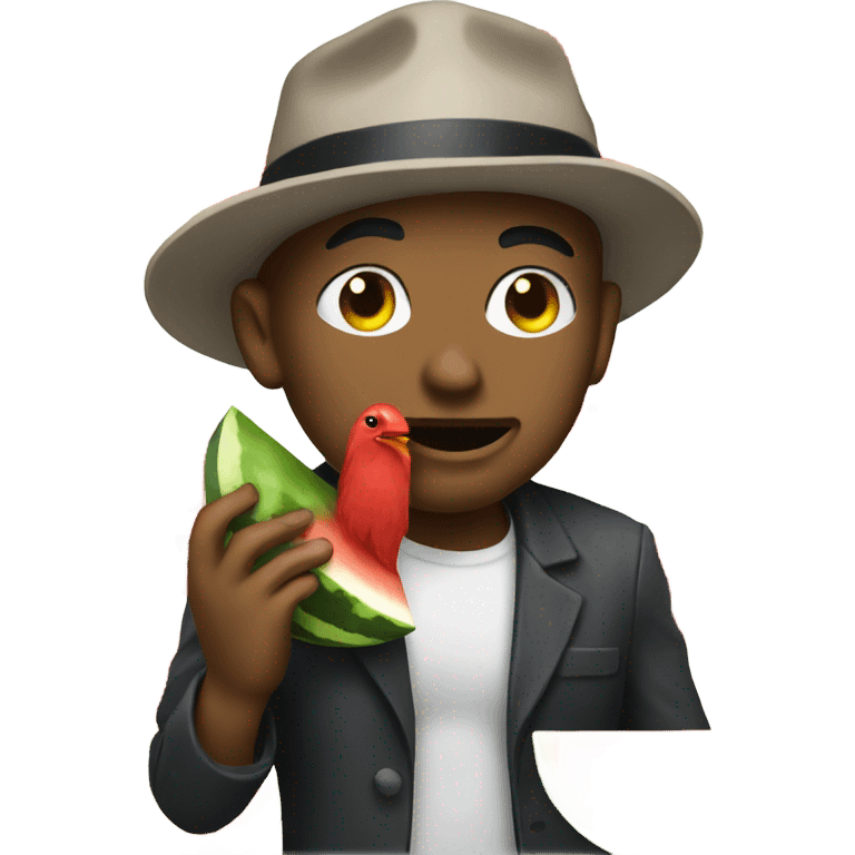 gangster eating watermelon and chicken emoji