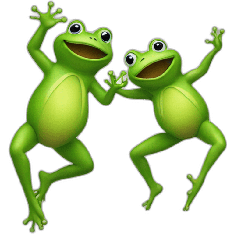 Dancing two green frogs emoji