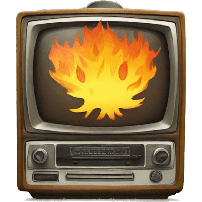 Retro television on fire emoji