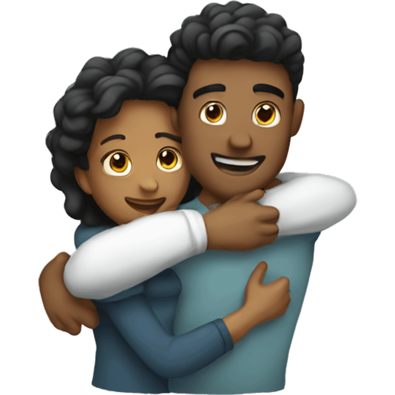 Hugging male and female emoji