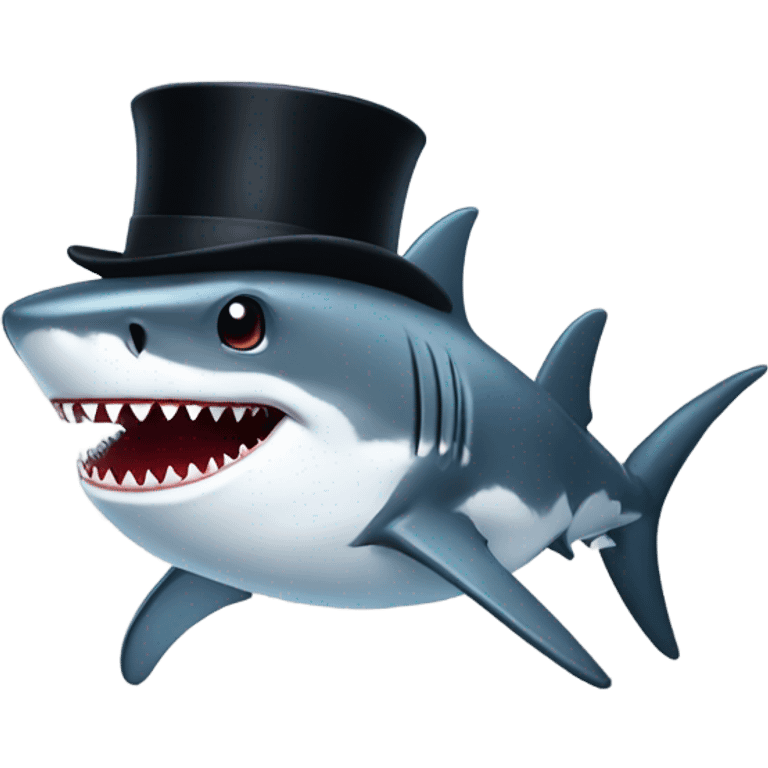 Shark with a top hat emoji