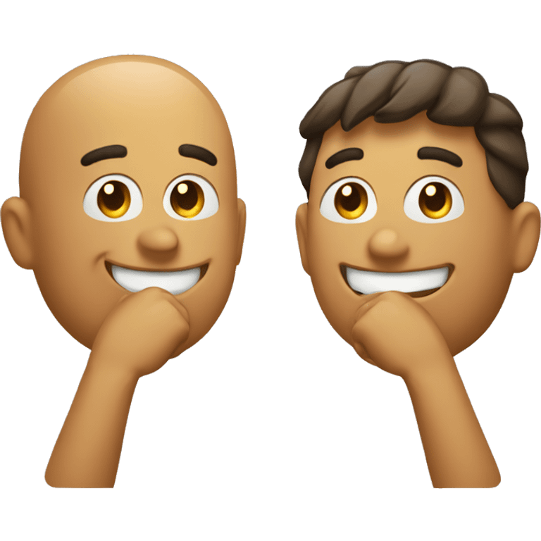 Emoji holding hands up while Looking to the right with a slight grin  emoji