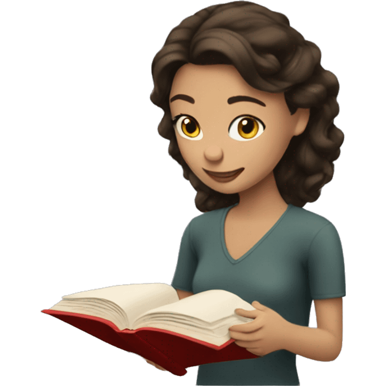 brunette reading book emoji