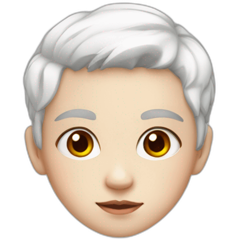 cute child, red eyes, pale-skin,very short white hair emoji