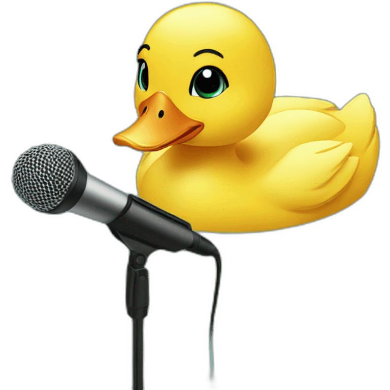 duckling in a pool with a microphone emoji