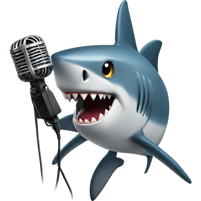 Shark with a microphone emoji