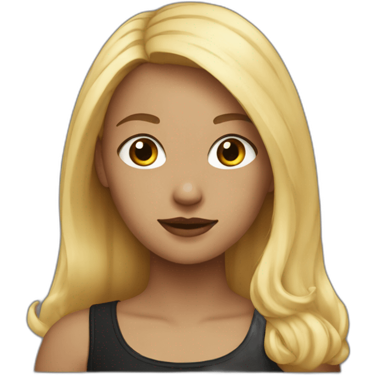 Young woman with blond hair and black rabbit emoji