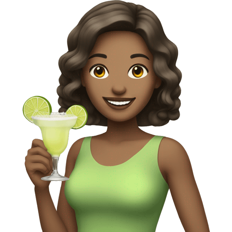 Pale brunette holding margarita smiling  emoji