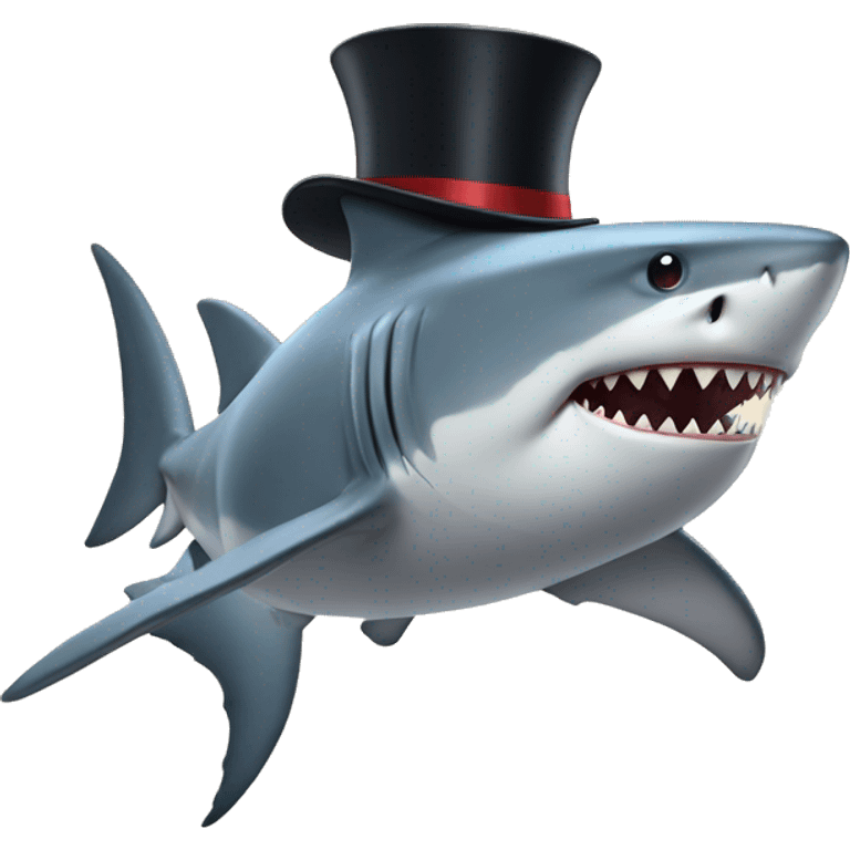 Shark with a top hat emoji