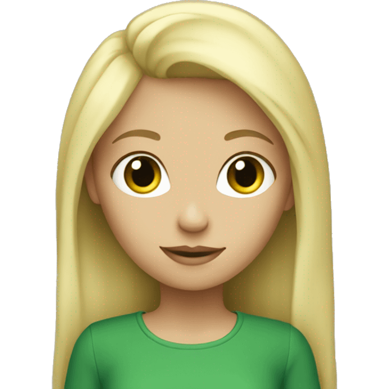 blonde girl with green  emoji