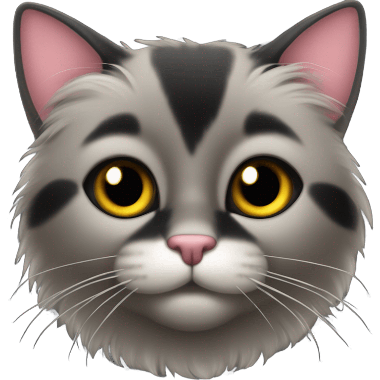 gato negro peludo con sombre emoji