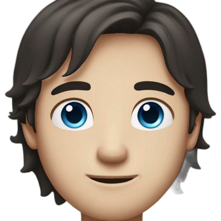 guy with freckles and blue eyes with long dark hair  emoji