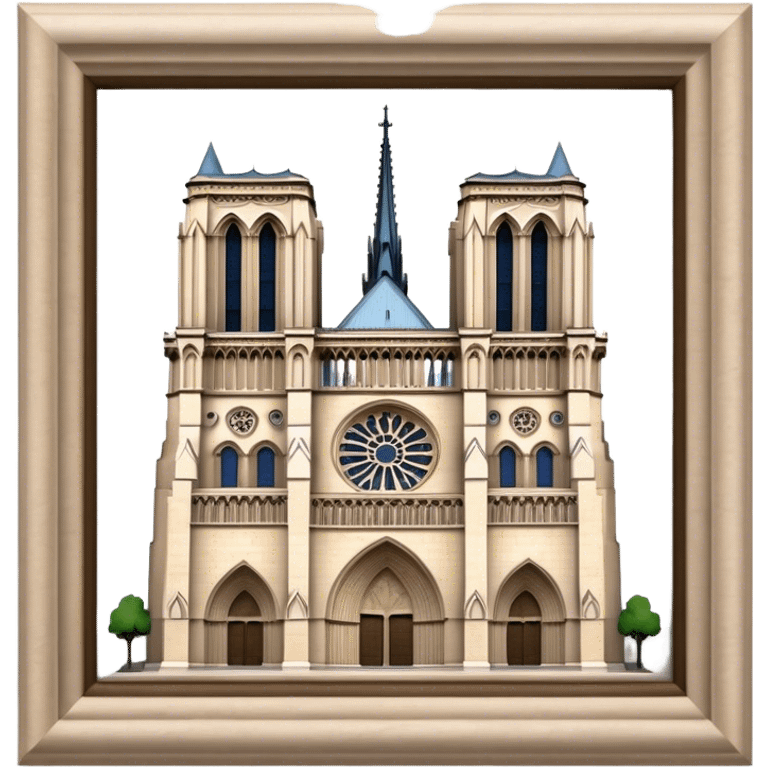 Cinematic Realistic Notre-Dame Cathedral Landmark Emoji, showcasing the Gothic splendor of the cathedral rendered with detailed stone carvings and majestic, soft lighting. emoji