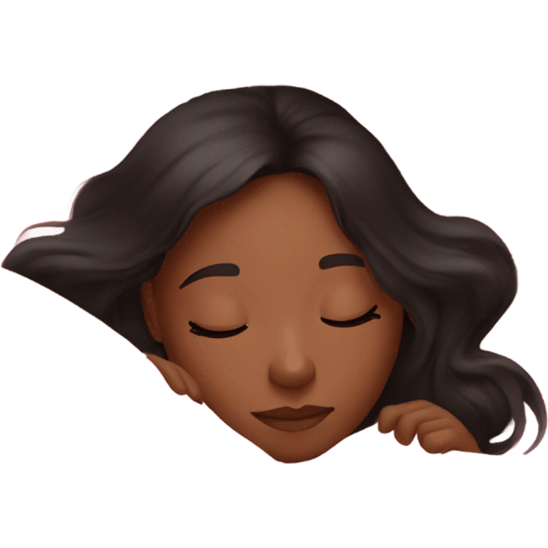 Pretty girl sleeping in pink sheets with brown skin and black hair  emoji