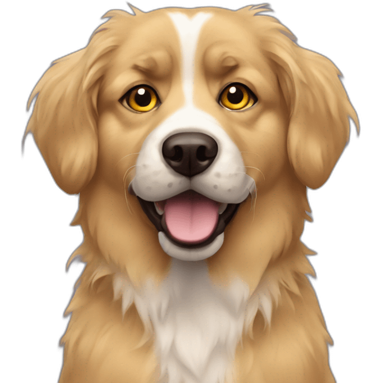 messy fur mixed breed browneyes yellow funny dog emoji