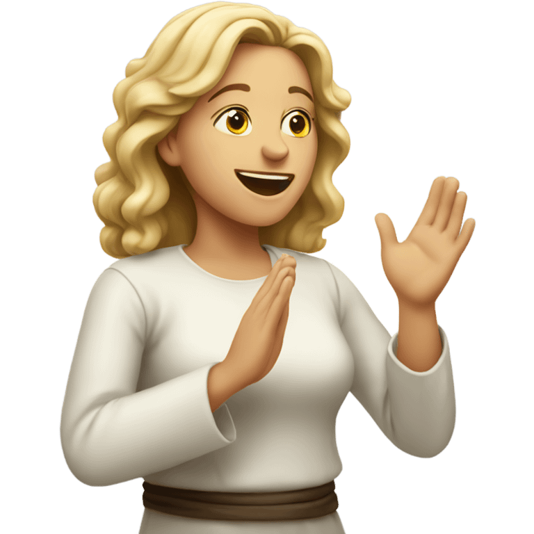 White Woman praising god emoji