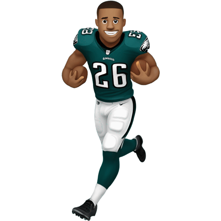 Philadelphia Eagles running back Saquon Barkley number 26 with eagle wings flying emoji