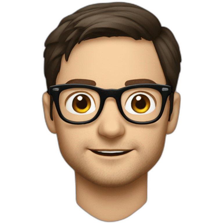 tobey maguire with dark hairs and glasses emoji