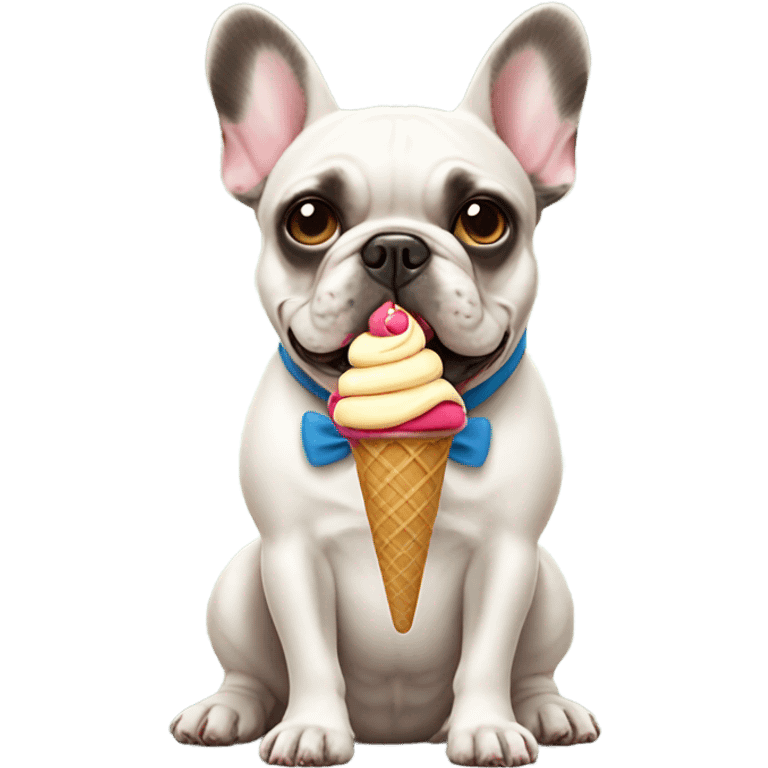 french bulldog with ice cream emoji