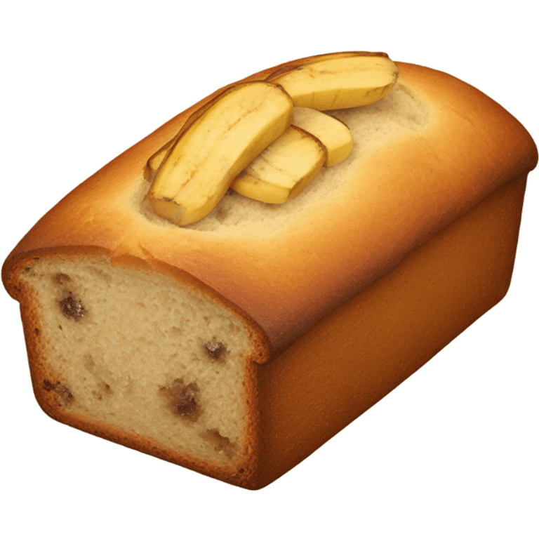 Banana bread emoji with chunks of banana in the bread emoji