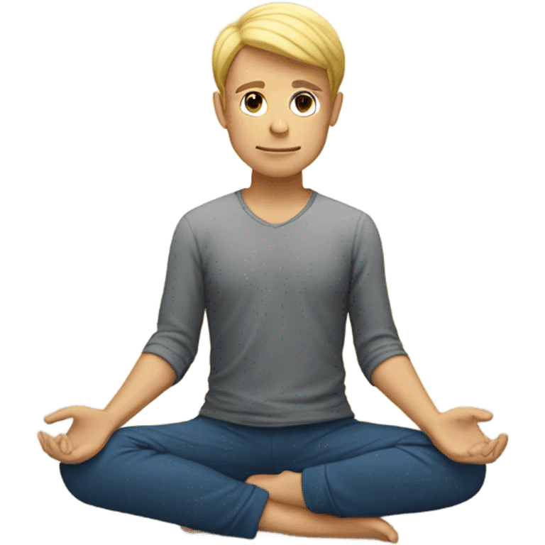 A man with blonde hair practicing yoga in the lotus pose, radiating serenity and focus emoji