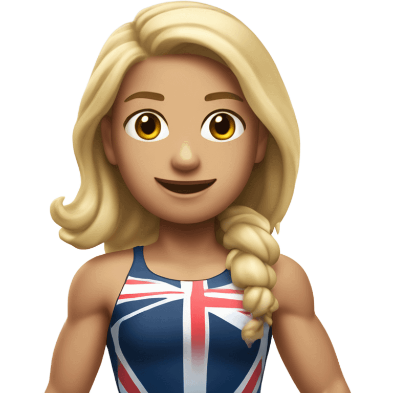 A girl with long blonde hair with wide shoulders wearing a Great Britain rowing swimming suit and has toned muscles and add a necklace that has a sea shell pendant  emoji