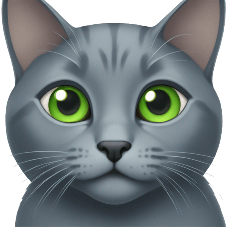 Russian blue cat with green eyes emoji